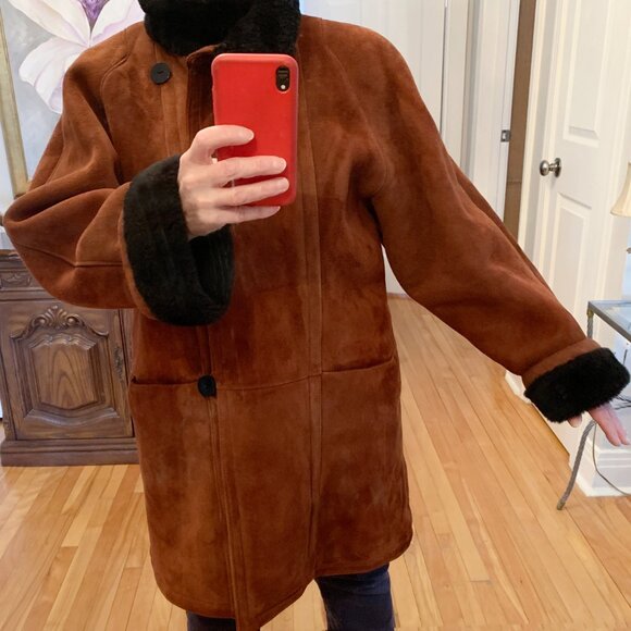 Holt Renfrew Cognac Lambskin Coat - Picture 13 of 14